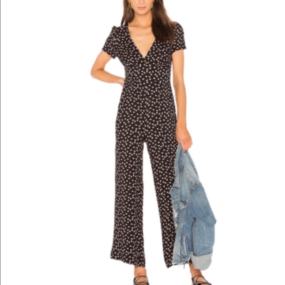 Free people Mia Peach Print Jumpsuit